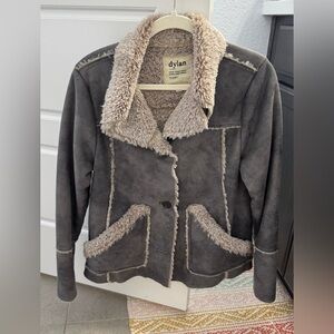 Dylan Gray Shearling Jacket with Gray suede and faux fur inside Size S